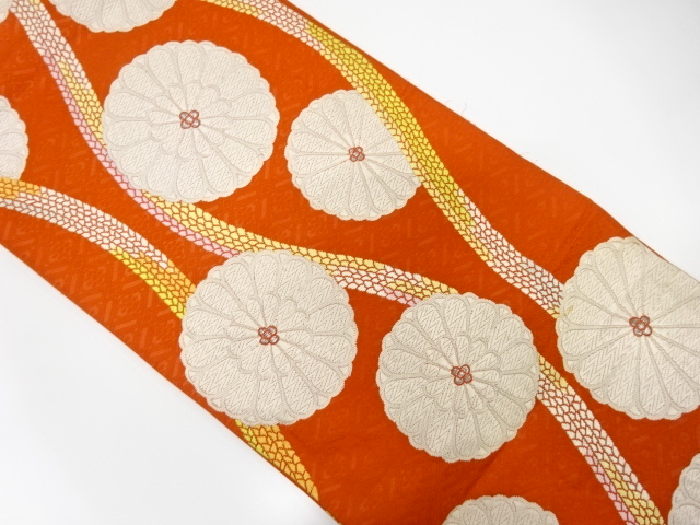 JAPANESE KIMONO / ANTIQUE FUKURO OBI / SILK / WOVEN TATEWAKU PATTERN
